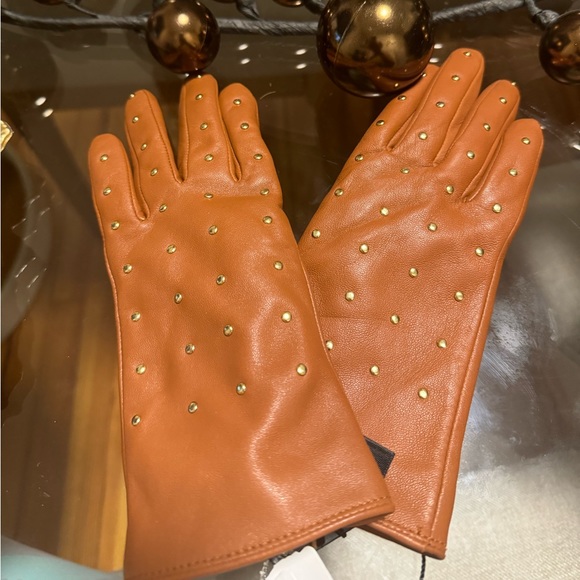 Cognac Leather Gloves Saks Fifth Ave - Picture 1 of 3